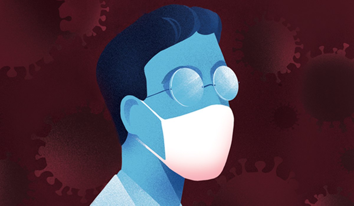 Graphic of pharmacist wearing a mask