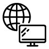 Icon showing a globe next to a computer