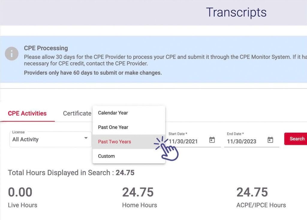 Screenshot detailing CPE Monitor Transcript updates